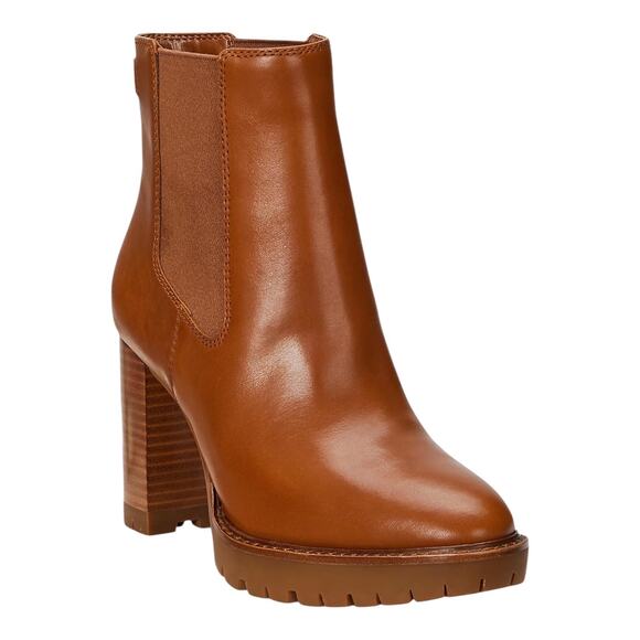 Lauren Ralph Lauren Women's Layne Leather Chelsea Dress Booties Tan Size 9 1/2